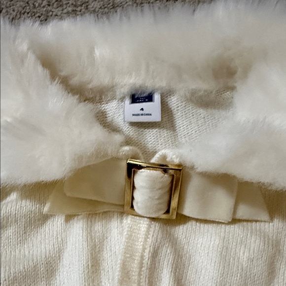 Janie and Jack Cream faux fur and gold Kids Dress Set - Picture 3 of 6